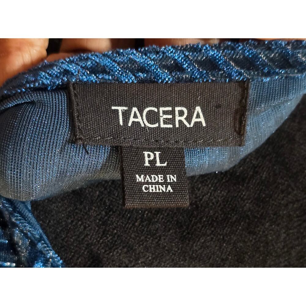 Tacera Faux Wrap Velvet Dress Women's Size PL Navy Blue V Neck Long Sleeves - Picture 9 of 12